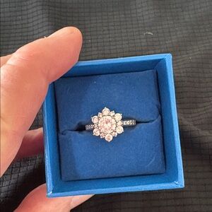 Diamonique Silver Floral Ring